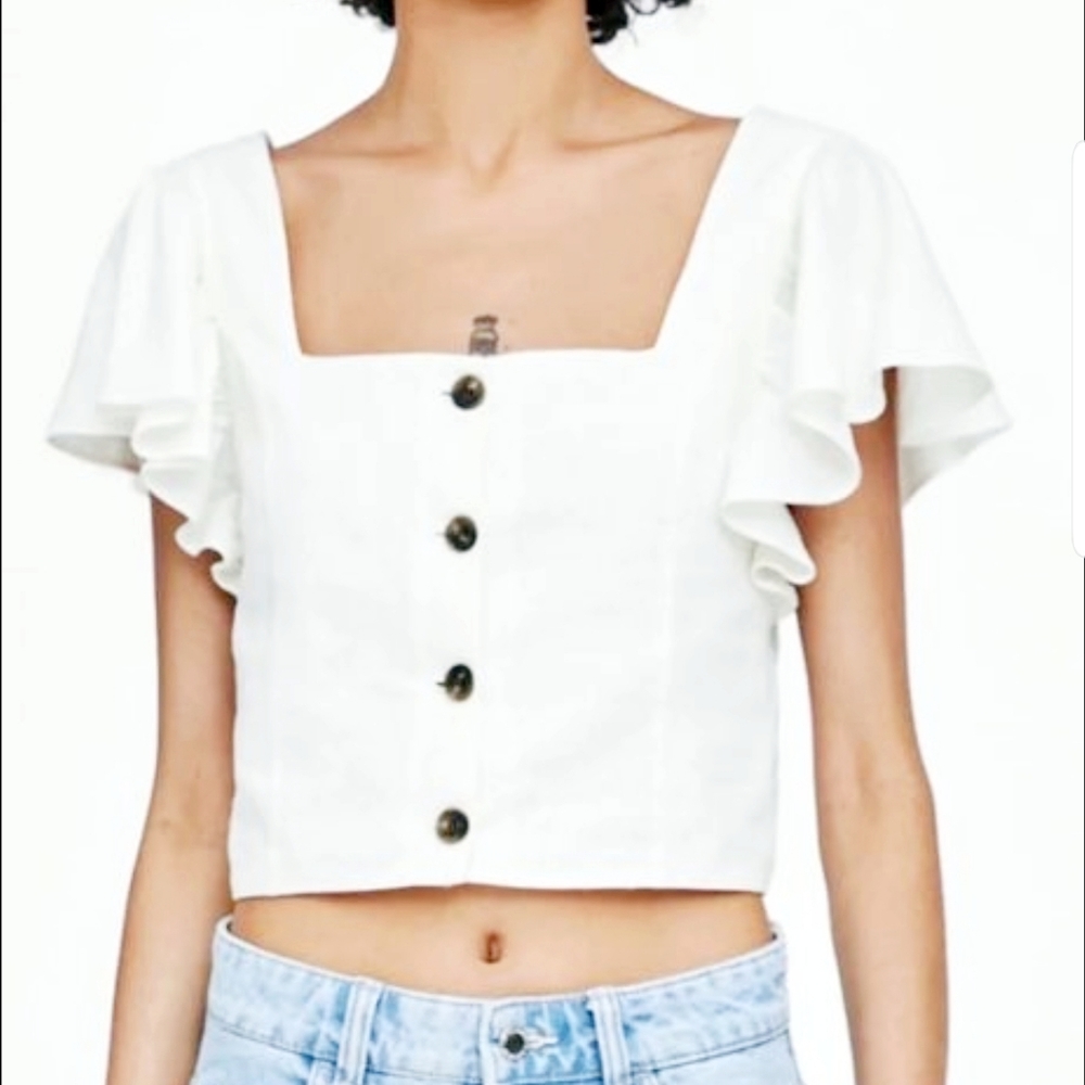 Zara Button Down Crop Top
